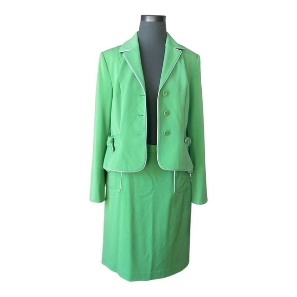 Women Pencil Skirt Suit Studio G Lime Green Blazer & Skirt Set Office Style Suit - Picture 4 of 13